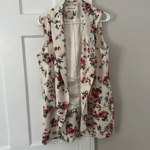 Cream Floral blazer vest